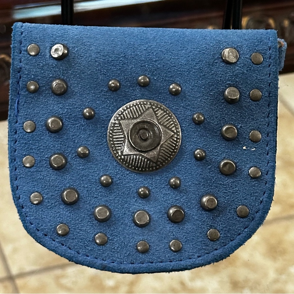 Free People Studded Clip On Wallet Suede Leather Pouch Keychain